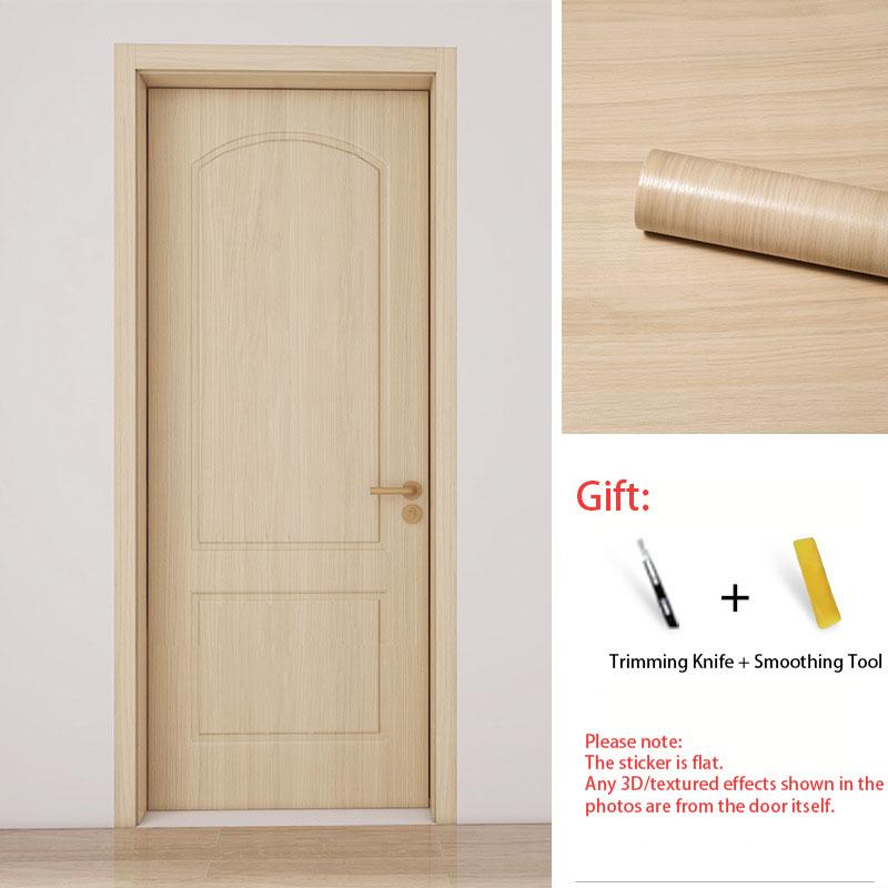 Self-Adhesive Wood Grain Door Sticker Peel & Stick Wooden Vinyl Wrap Furniture Renovation, Waterproof Wardrobe Cabinet Film Home Decor Wallpaper
