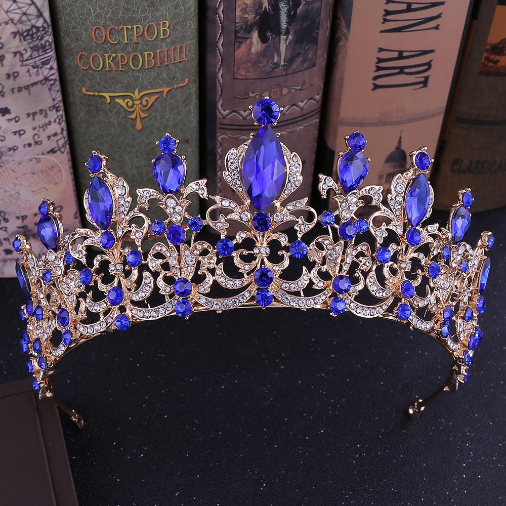 Red Black Crystal Wedding Tiara Bridal Crown For Wedding Bride Gold Rhinestone Crowns Headband Jewelry Hair Accessories