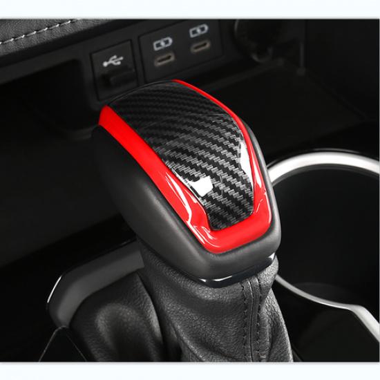 Red&Carbon fiber Car Gear Shift Knob Cover Trim For Toyota RAV4 -