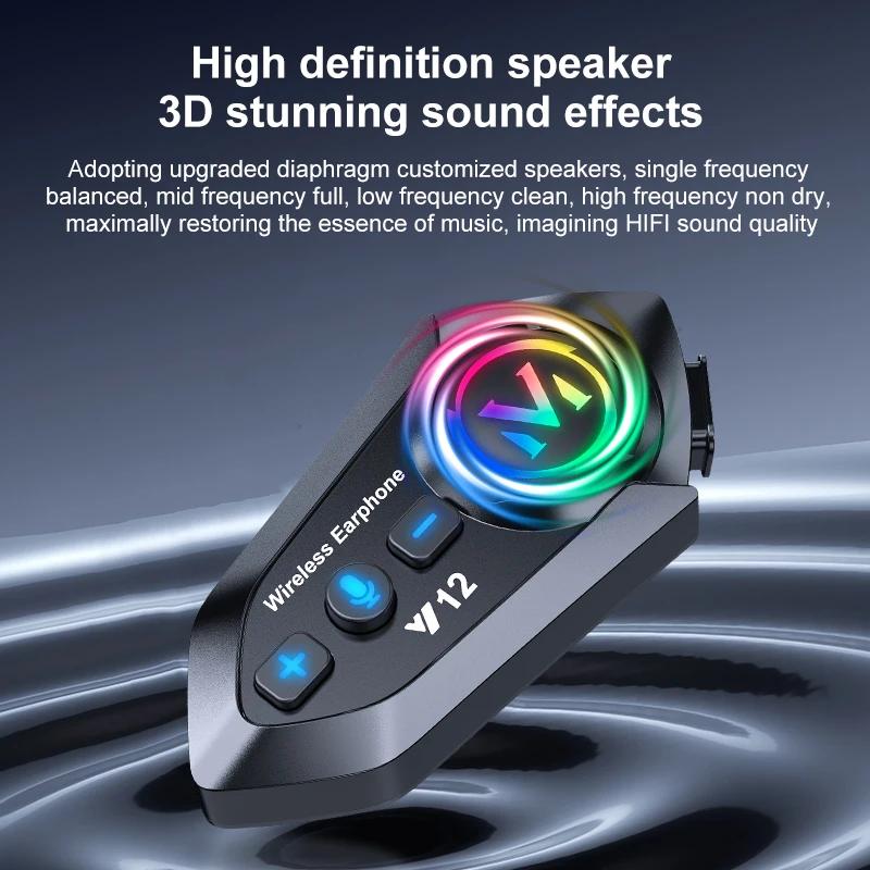Y12 Dual Mic Motorcycle Helmet Headset Wireless Hands-free Call Phone Kit Waterproof MP3 Music Player Speaker Earphone