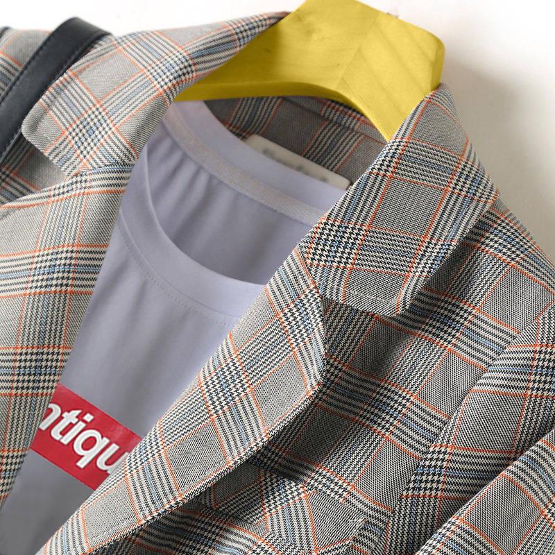 Moda Cuadros Mujer Abrigo Blazer Chaqueta de Traje Retro Blazer Mujer Abrigos Casuales Abrigo para Damas de Oficina