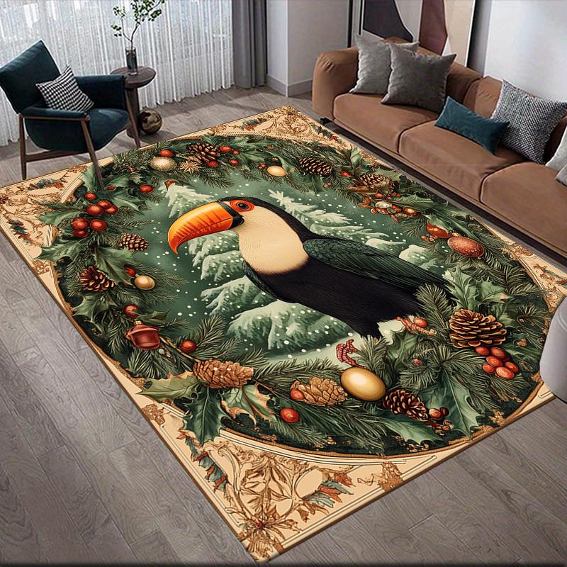 Weihnachtstiere Heim-Sofa-Dekoration für Wohnzimmer & Schlafzimmer, Rutschfeste Spiel-Flanell-Fußmatte für Spielzimmer
