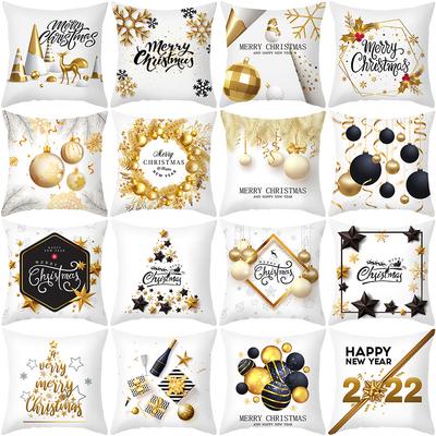 Funda de Almohada Navideña Platino Nueva Estampado de Piel de Melocotón Almohada Festiva Cojín para el Hogar