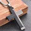 1Pcs Gothic Style Titanium Steel Cross Pendant Necklace, Motorcycle Punk Black Silver Crystal Jewelry For Men N6337