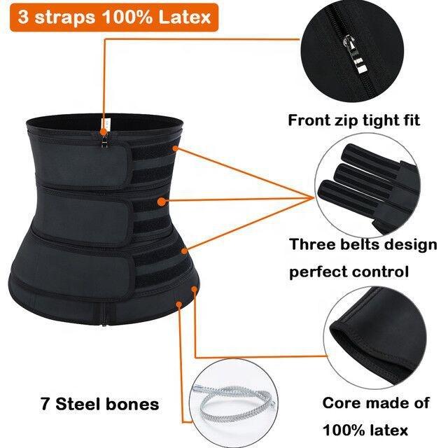 Hot Selling 2021 High Compression Shapewear Sweat Belt Waist Trimmer 3 Belt Latex Waist Trainer