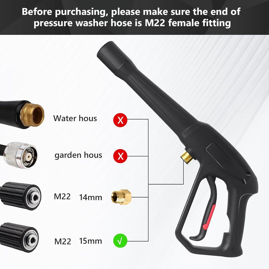 Pressure Washer Gun with 5 Pcs Quick Connect Nozzles,Compatible with Karcher, Ryobi,Powerstroke,Greenworks, Husky, Raptor Blast,Electric Power