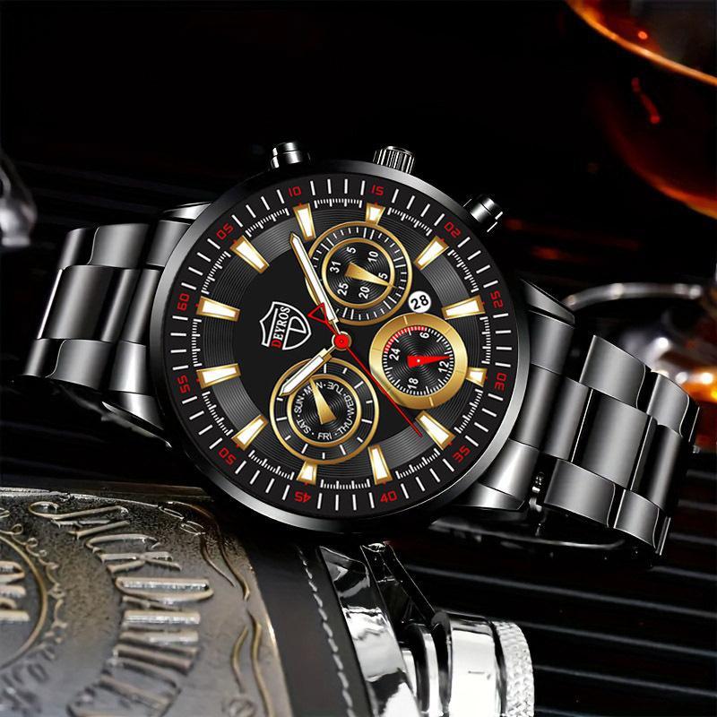 Watch Three-Piece Men'S Accessories Watch Ring Necklace Bracelet Men'S Quartz Watch