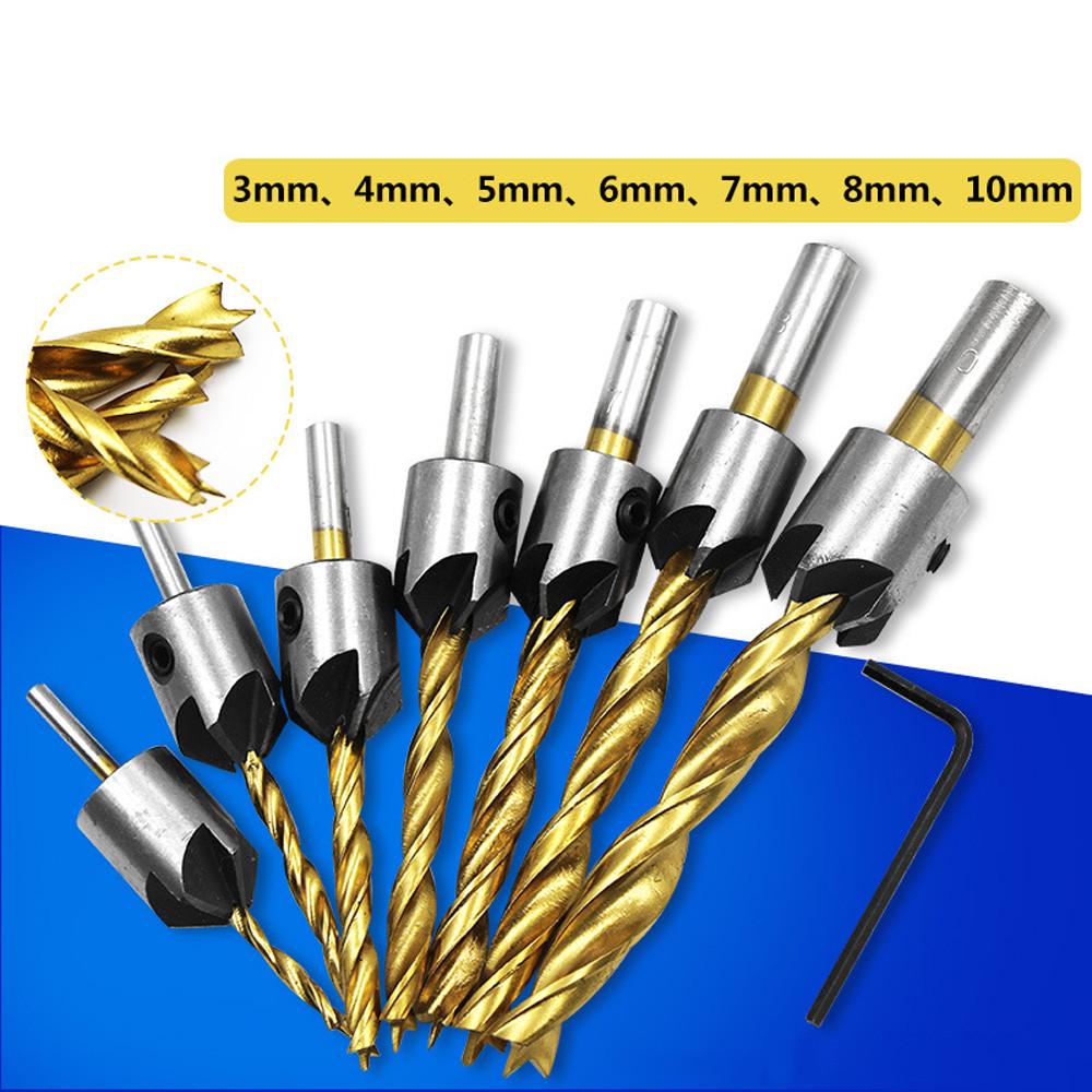 Buy Titanium HSS 5 Flute Countersink Drill Bit Set Screw Woodworking ...
