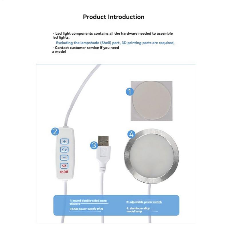 Dimmable Under Cabinet Lights Round 5V LED Ultra-thin USB 3D Printer Light 3D Printer Lamp 60mm Ultra-thin For RV Furnitures