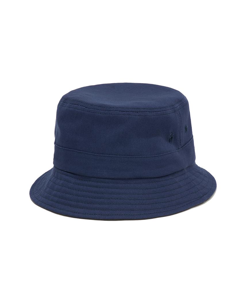 PARTIMENTO Cotton Solid Bucket Hat Blue