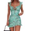 2023 European and American New Amazon Short Suspender Short Ruffle Edge Floral Dress In Stock