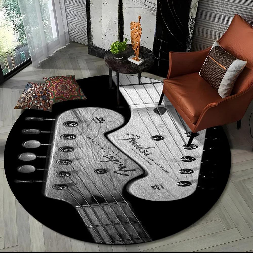 29 Style New Fender Retro Guitar Instruments Music Round Carpet Rug for Bedroom Living Room Sofa Decoration,pet Decor Floor Mat