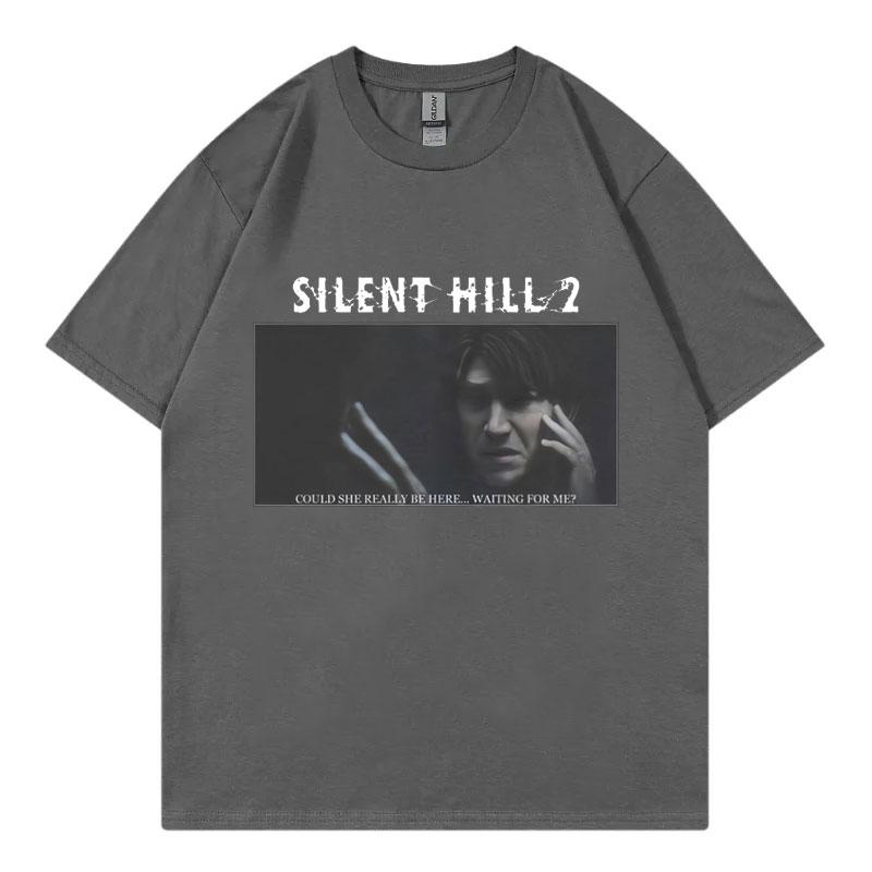 Horror Game Silent Hill 2 Print T Shirt Mens Womens Fashion Vintage Short Sleeve Tshirt Summer 100 Cotton Oversized Tshirts