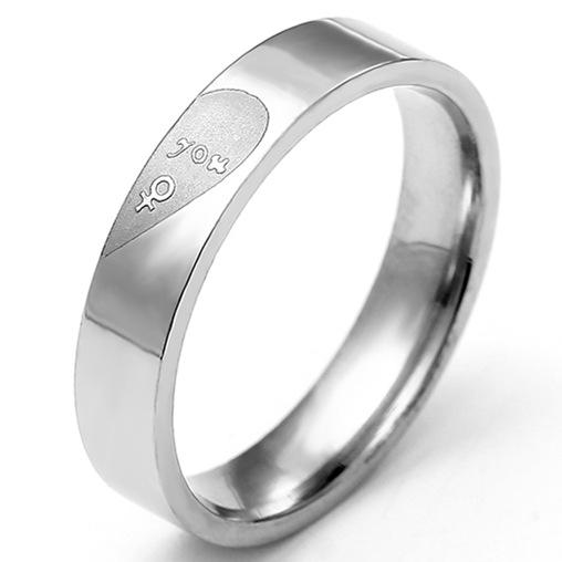 4-8mm Bright and Dull Polish Silver Stainless Steel For Men and Women Couple Ring