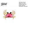 Alloy Crab Pin Women Brooch Sparkling Rhinestones Blue Shell Small