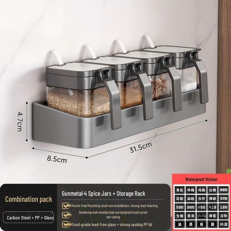 No-Drill Wall-Mounted Spice Rack & Seasoning Organizer