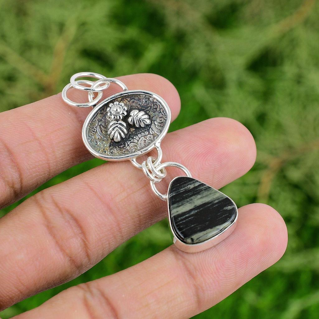 Daughters Day Sale Silver Leaf Jasper Gemstone Pendant Jewelry Sterling Silver