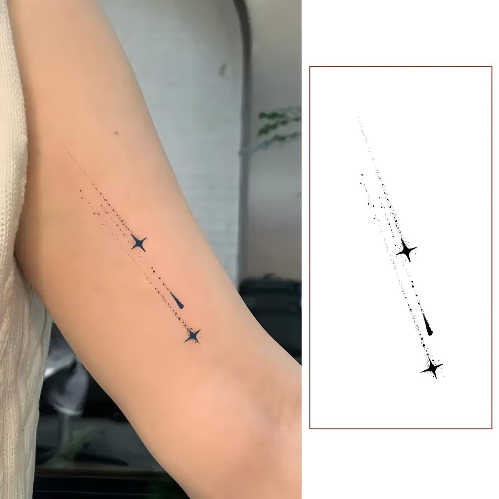 1 Sheet Crescent Sun Chain Temporary Tattoos For Women Hands Neck, Fake Tattoo Stickers Waterproof Long Lasting Realistic Tatoos