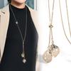 Elegant Crystal Leaf Pendant Sweater Necklace