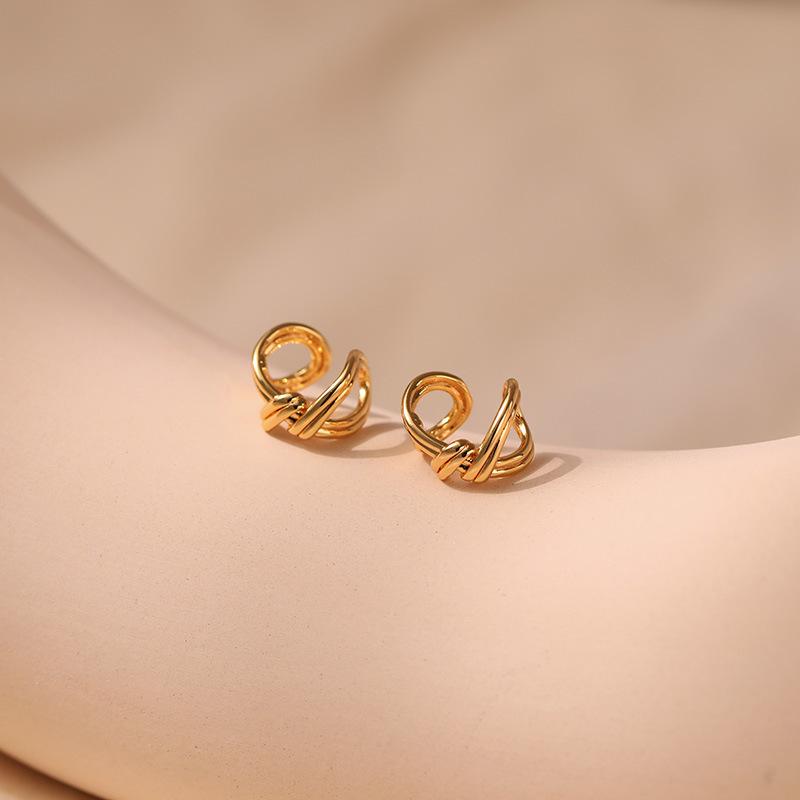 Minimalist Ins Style Brass Gold Plated Geometric Ear Cuff For Women