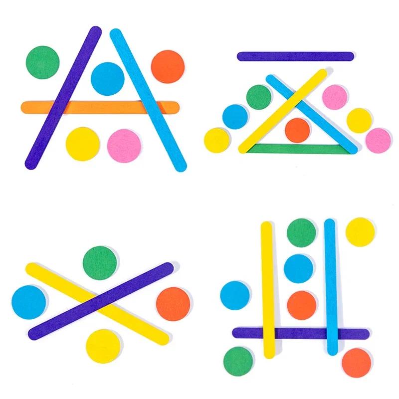 Puzzle Montessori per bambini, gioco di puzzle 3D in legno, bastoncino tangram, forma geometrica ad anello, giocattoli educativi per bambini piccoli