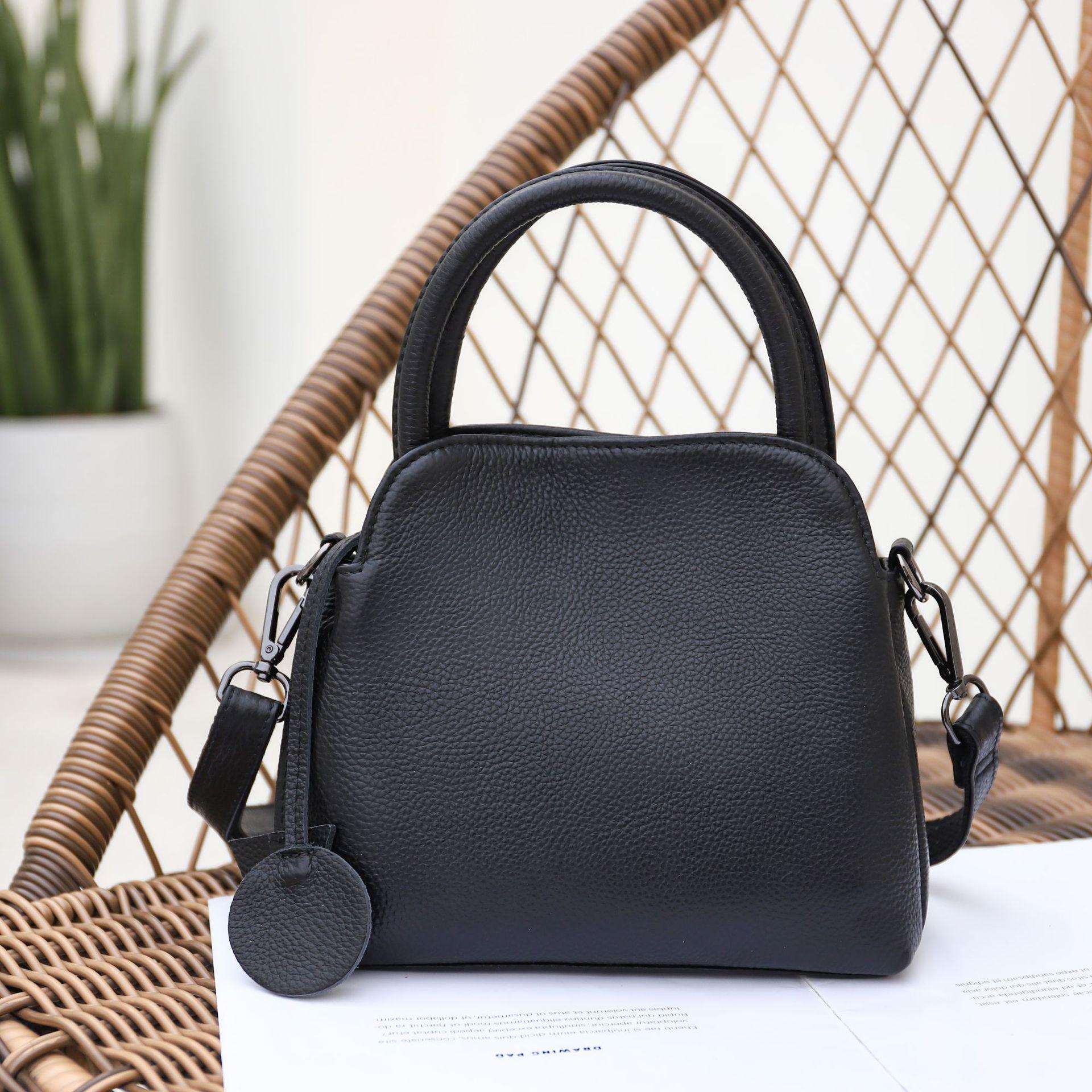 

2025 European & American Women s Genuine Cowhide Leather Shoulder Handbag with Gem Design