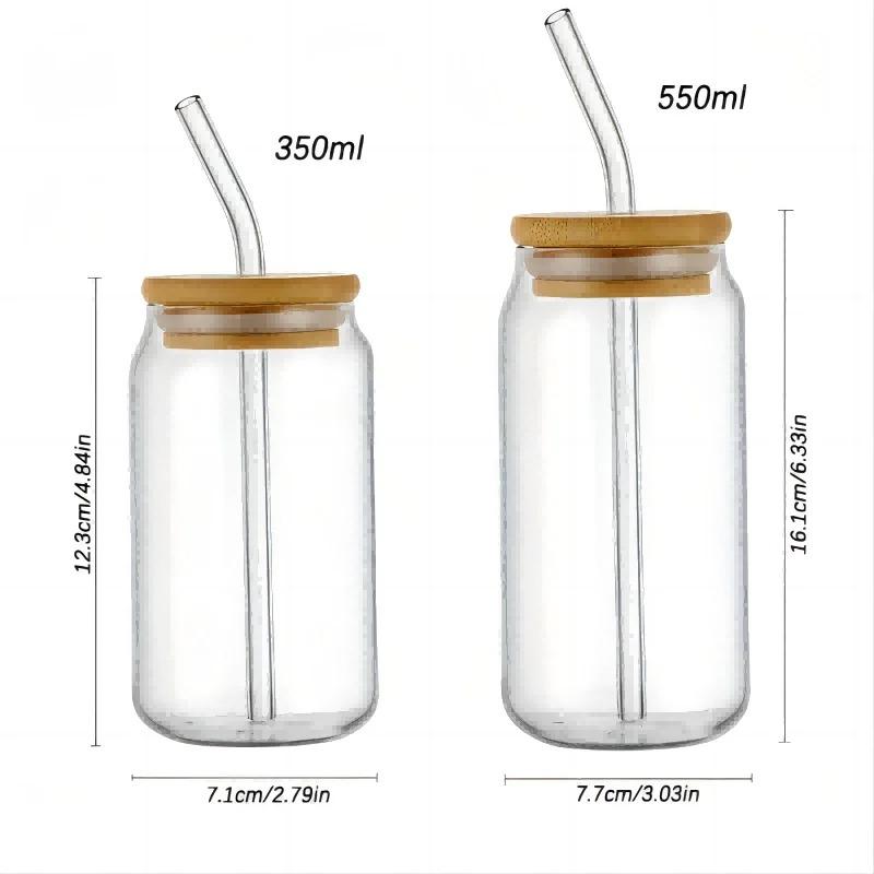 Glass cup with lid and straw High borosilicate heat-resistant glass milk tea coffee Coke cup Beer Can Restaurant Travel Bottles