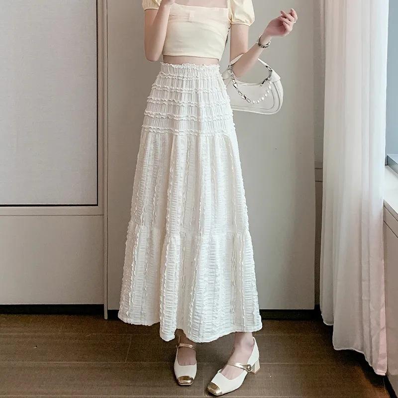 French gentle wind texture skirt women's spring and summer new high waist drape cake skirt has a long temperament