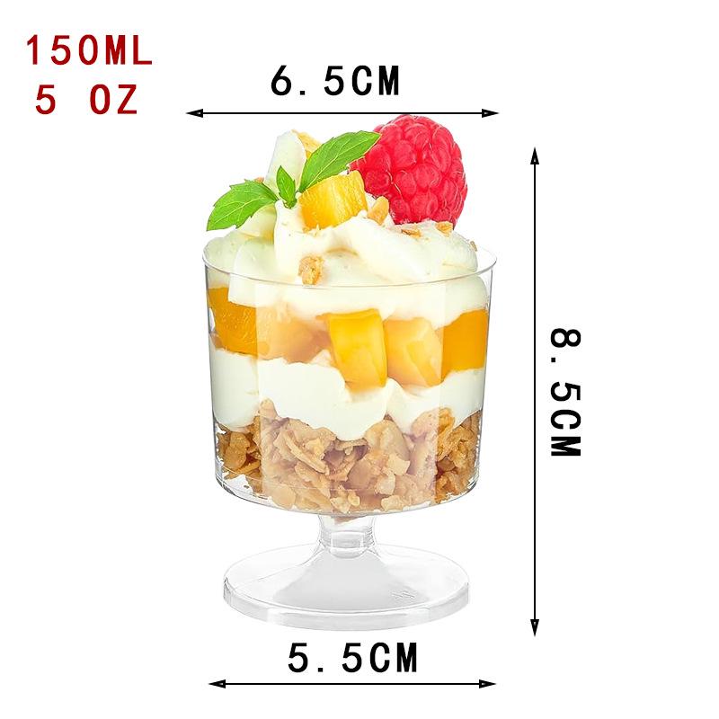 Square Transparent Disposable Dessert Cup - Perfect for Pudding, Jelly, Mousse, and Ice Cream.