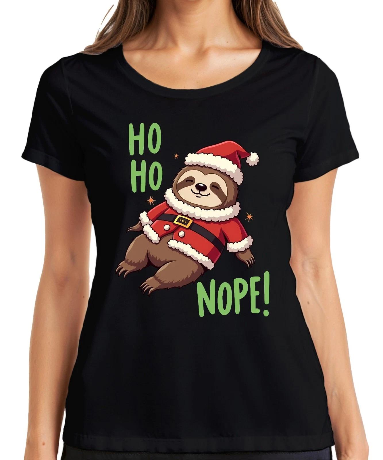 HO HO NOPE! Faultier Weihnachten lustig Geschenk niedlich faul Damen T-Shirt XL