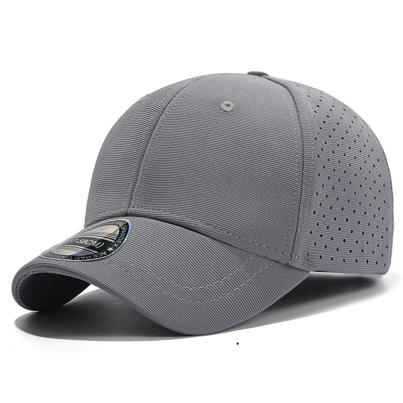 Летняя полностью закрытая бейсболка с коротким козырьком и перфорацией сзади темно-серого