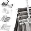 5 In 1 Multilayer Trouser Rack Retractable Stainless Steel Folding Pant Rack Baby Hanging Towel Drying Racks Closet Organizer