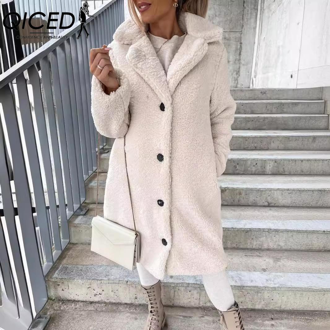 

QICED Жіночі Вінтажні Повсякденні Куртки та Пальта з Принтом Клітинки на Осінь-Зиму з Довгим Рукавом та Комірцем ПОЛО XXXXXL абрикосовий