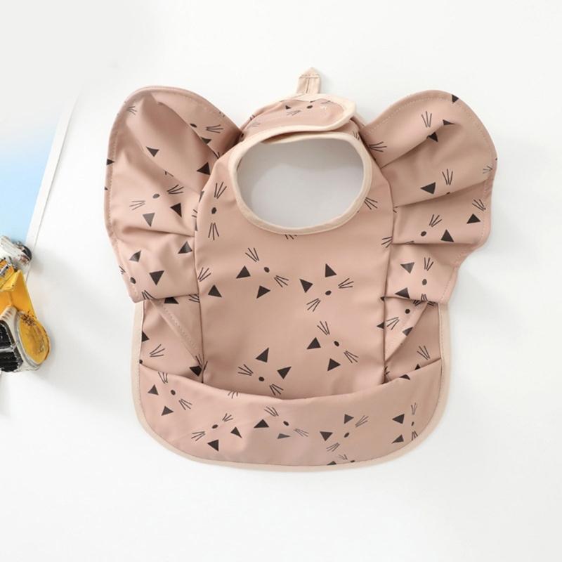 Niedliches Lätzchen in Form einer fliegenden Ärmel mit wasserdichter Schicht, verstellbares Spucktuch für Baby 6-36 Monate