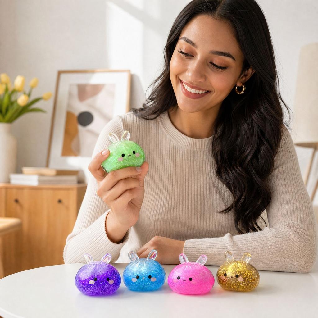 Bun Stress Toy for Kids and Adults, 5 Random Colors