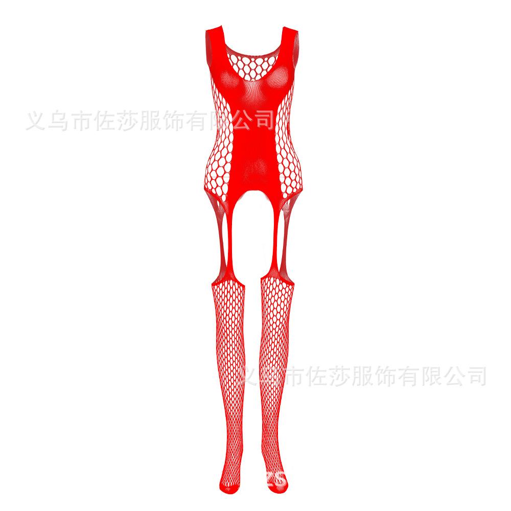 Black silk suspenders, milk leakage sex stockings, transparent hollow pajamas, neck-hanging tights, net clothes, tone