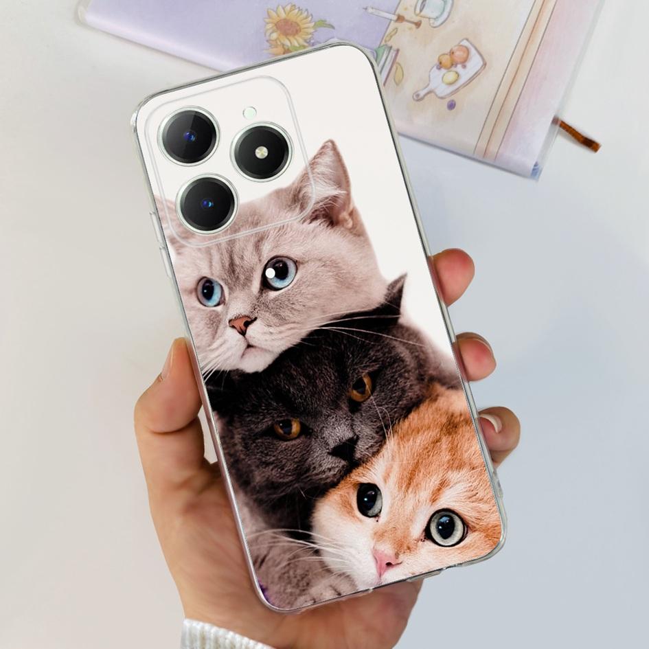 For Realme C63 4G 2024 Case RMX3939 Cover Cute Love Heart Soft Clear Silicone Protective Cases For Realme C61 4G C 61 C 63 Funda
