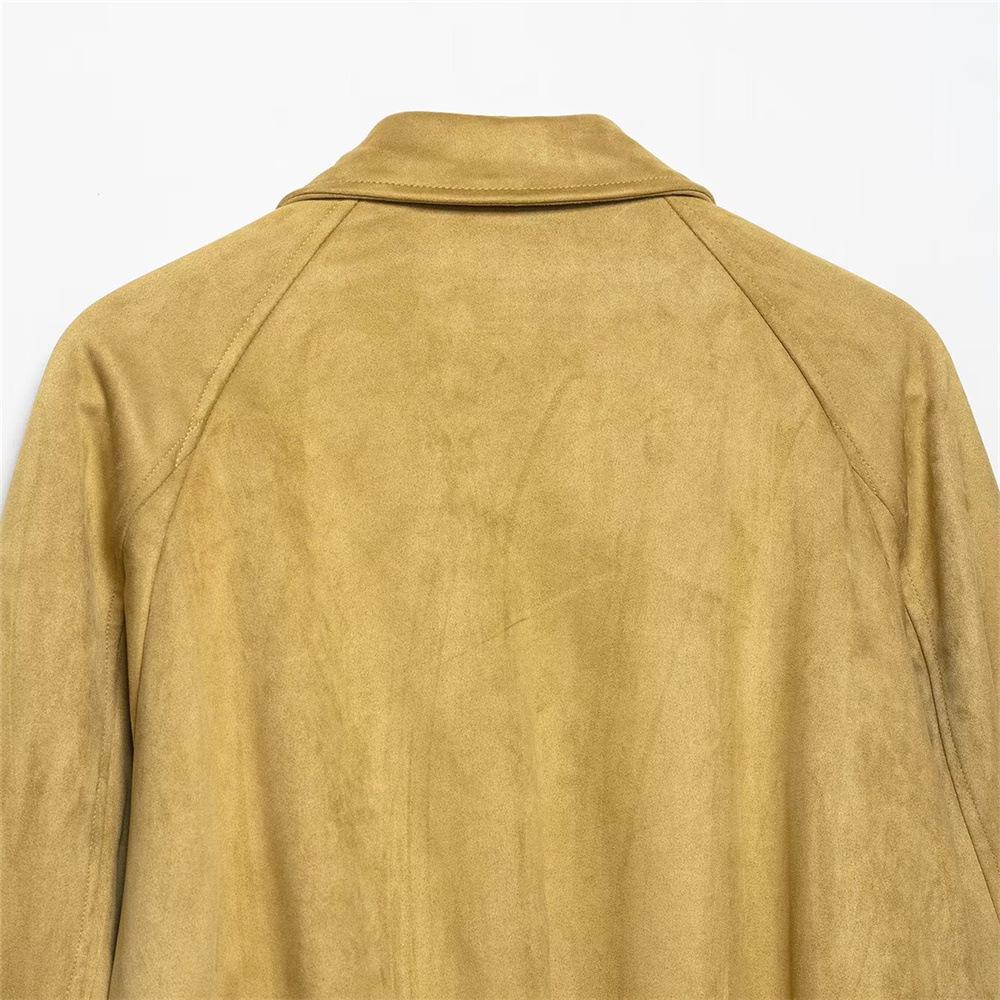 Women's Autumn Suede-Effect Slimming Bomber Jacket: Versatile European and American Style