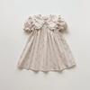 2026 Kids Girls Short Sleeve Dress Floral Print Peter Pan Collar Princess Style Casual Toddler