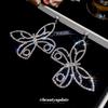 Luxury Silver Rhinestone Butterfly Stud Earrings - Elegant and Exquisite Fashion for Women