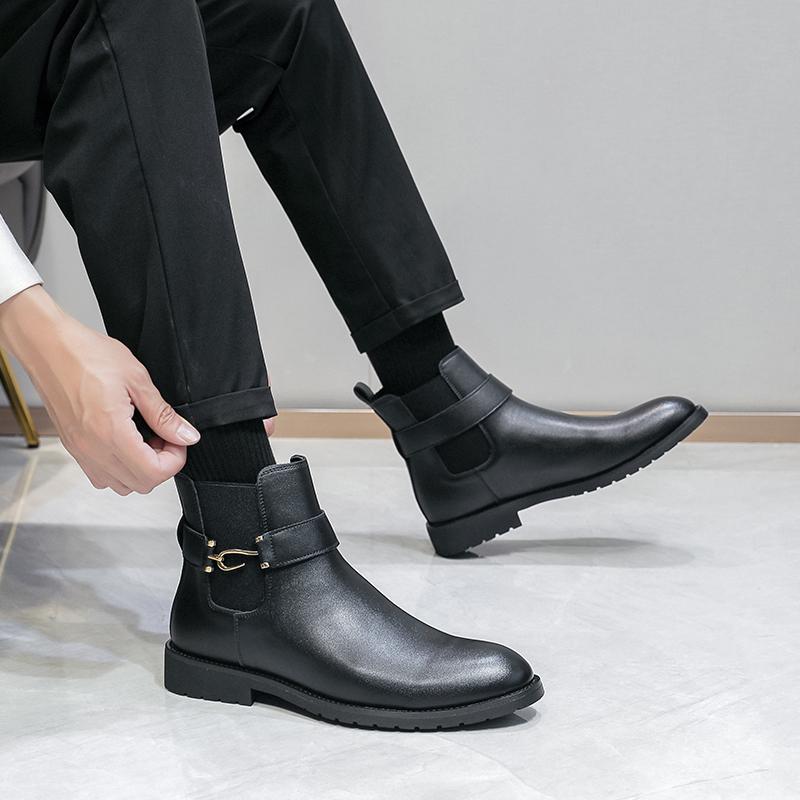 Men Ankle Boots Black Brown European  American Trend Short Boots British Gentleman's Leather Boots Size 38-46 Men Boots