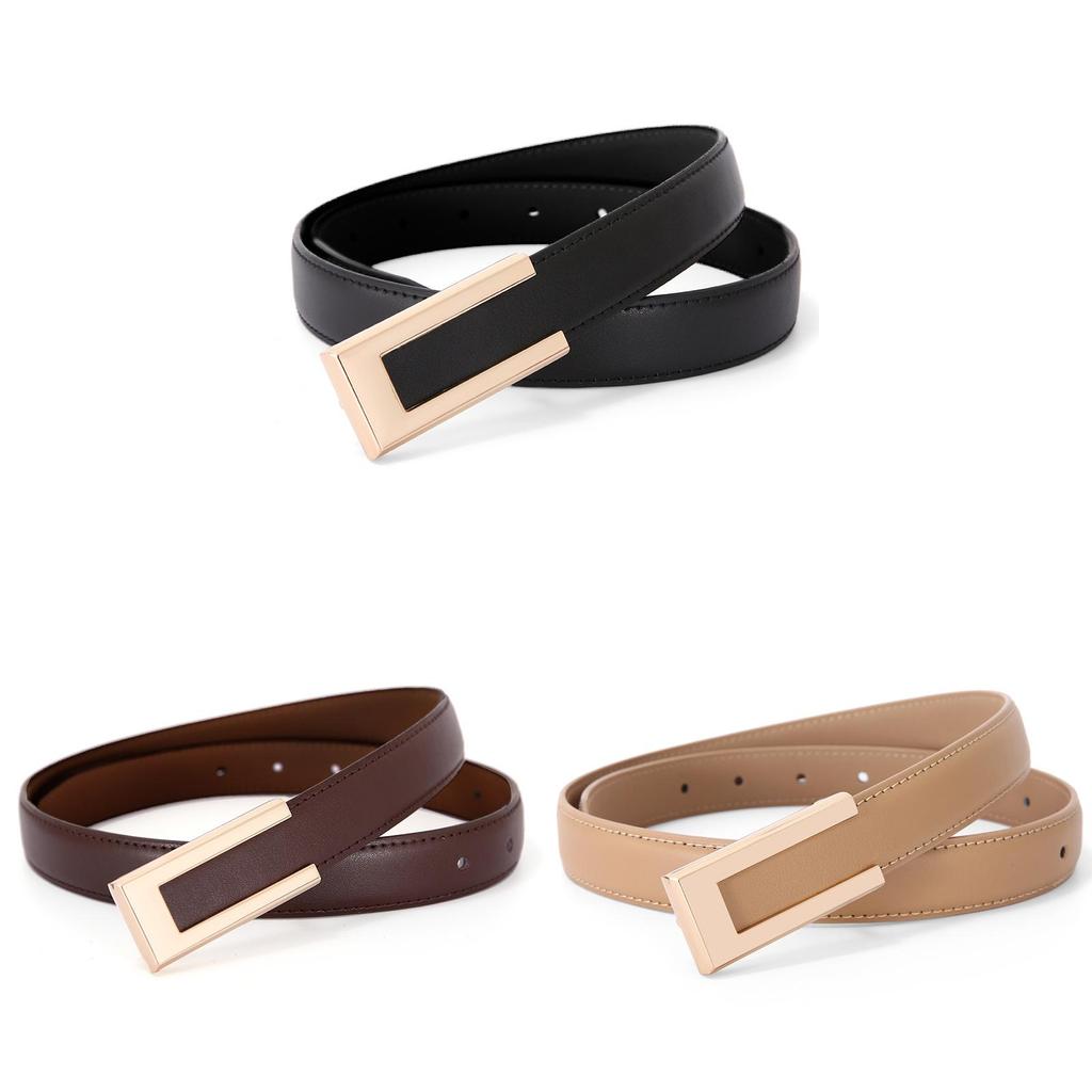 Genuine Leather Womens Fashion Belt With Smooth Buckle For Casual Wear