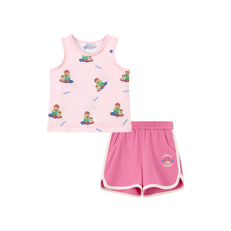 Teenie Weenie Kids Bear Print Vest & Shorts Set 90