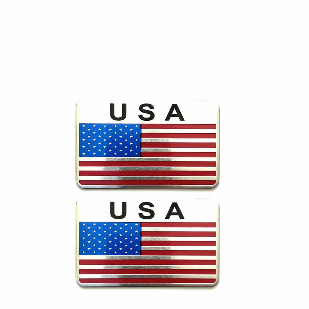 2pcs American Flag USA Metal Car Logo Suitable for Body Trunk Tail Side Sticker Decorative Decal Accessories
