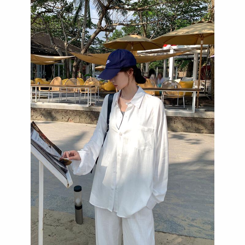 ICH MODE Women s Linen Long-Sleeve Sun Protection Shirt XL