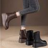 Elegant Women's Shoes, Elegant Ladies' Shoes, Fashionable and Versatile Women's Soft and Comfortable Boots,round Toe Thick Soled High Rise Short Boots