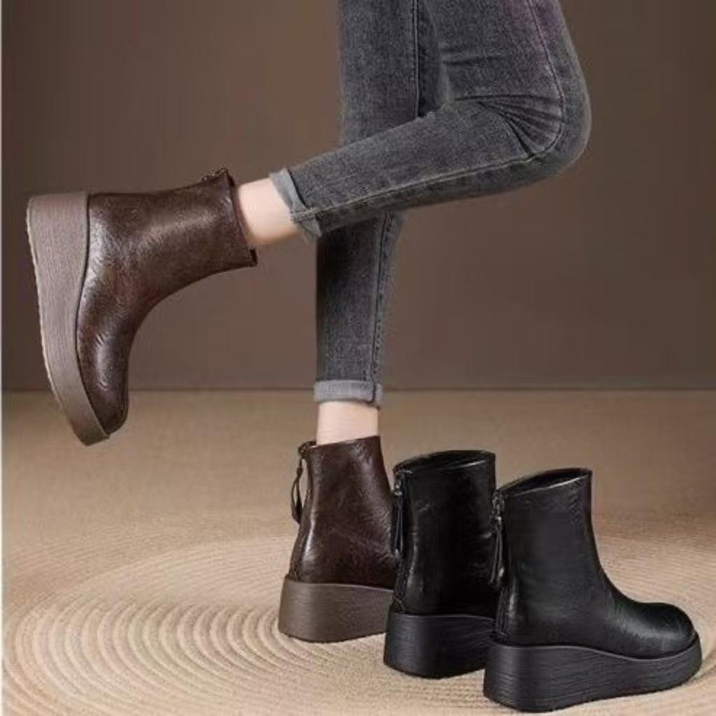 Elegant Women's Shoes, Elegant Ladies' Shoes, Fashionable and Versatile Women's Soft and Comfortable Boots,round Toe Thick Soled High Rise Short Boots