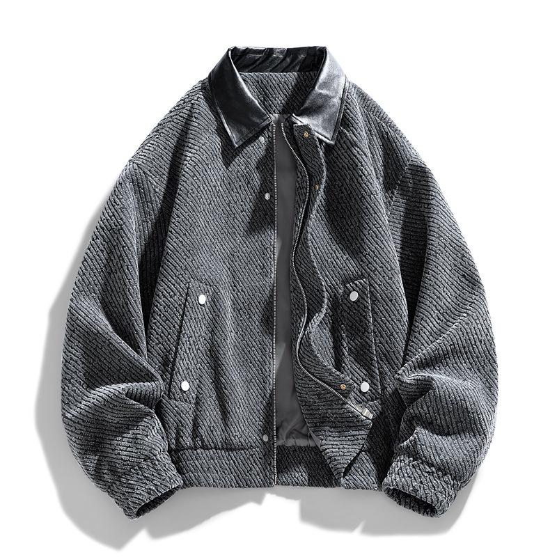 Men's Trendy Lapel Two-Piece Look Jacket - Versatile, Loose, and Warm for Spring and Autumn