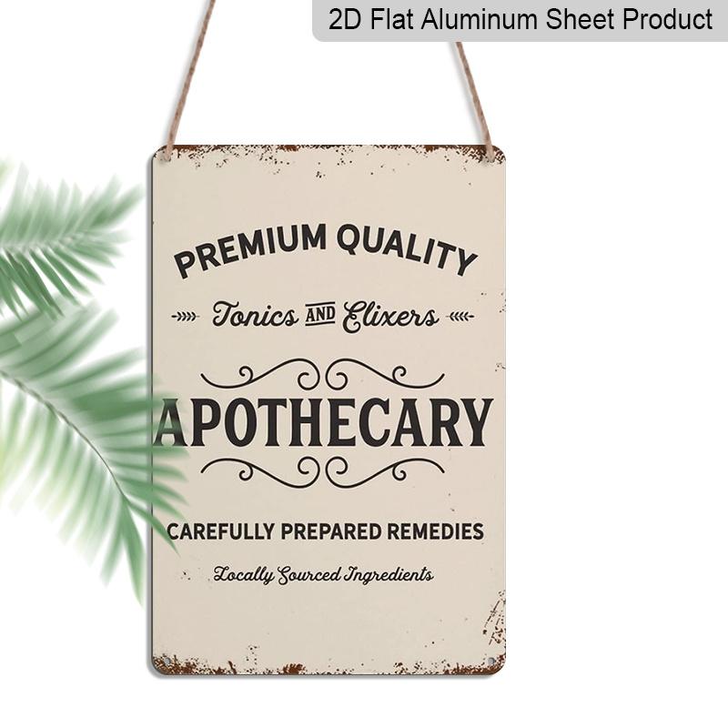

2D Flat, 1pc Apothecary Premium Quality Tonics & Elixirs Aluminium Sign - 8 x12 Vintage Farmhouse Apothecary Decor, Retro Remedies Wall Art 20*30cm