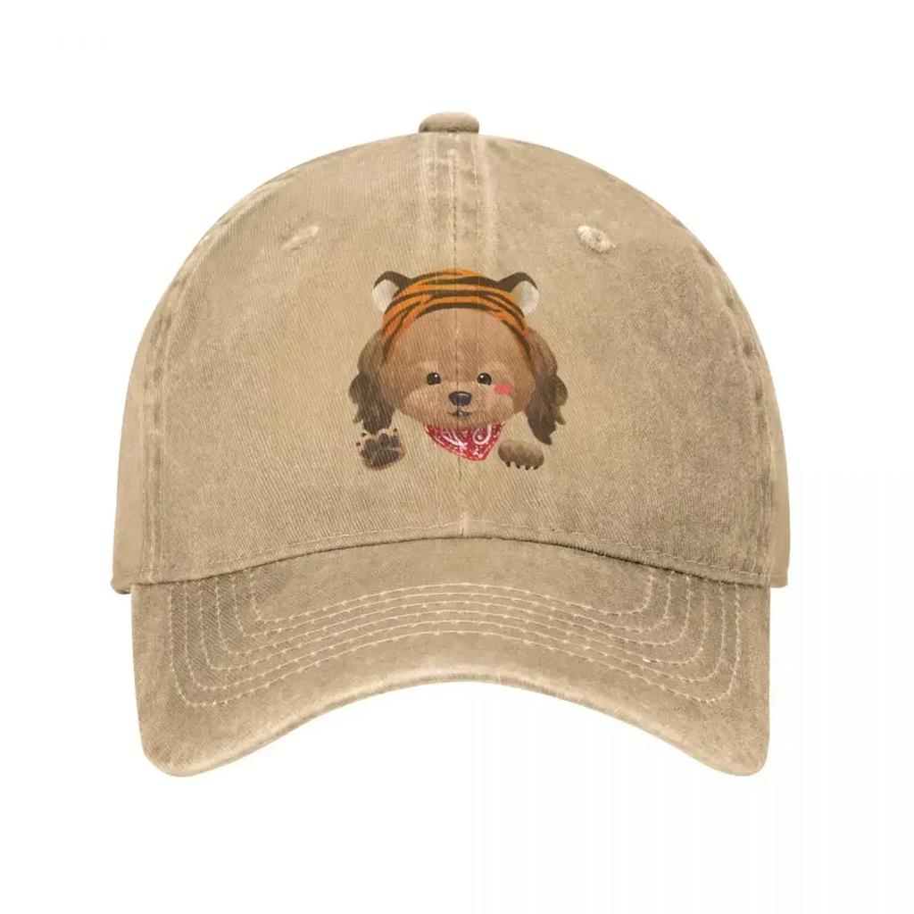 Poodle Dog Wearing Tiger Hat Baseball Cap Military Cap Man Wild Ball Hat Baseball Cap For Men WomenS